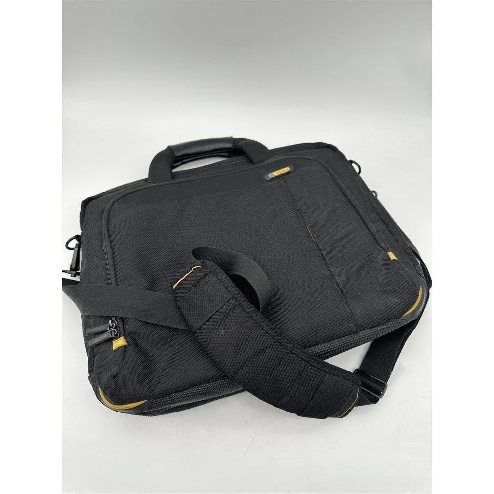 Targus Large Laptop Messenger Bag with Shoulder Strap 17 inch Black Grey Yellow